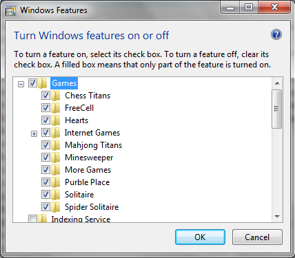 Turn Windows Features On or Off